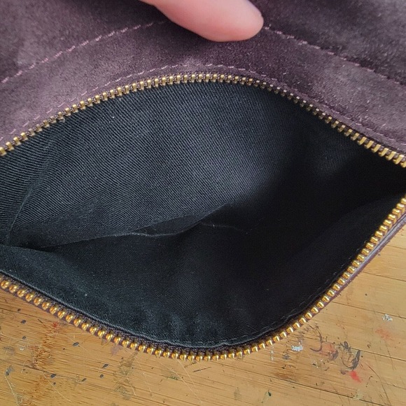 ALC Womens Single Strap Suede Leather Flap Medium Shoulder Handbag Purple - Picture 8 of 10